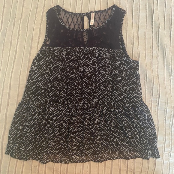 Navy blue and white polka dot top - Picture 1 of 4